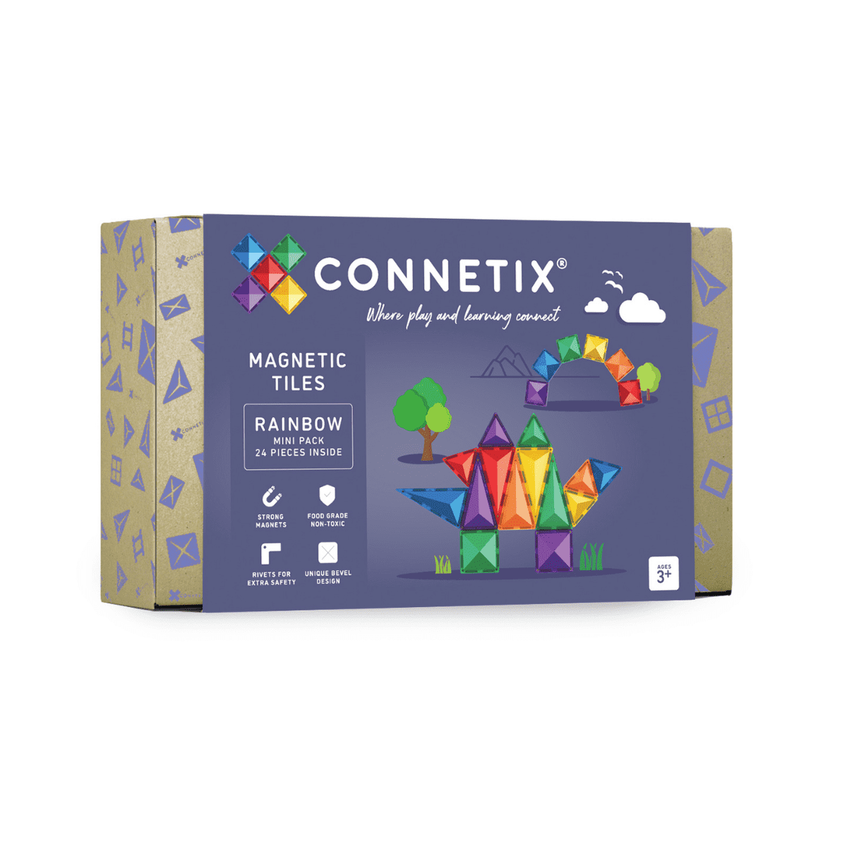 Connetix Tiles Magnetic Building Tiles Rainbow Mini Pack – 24 Piece