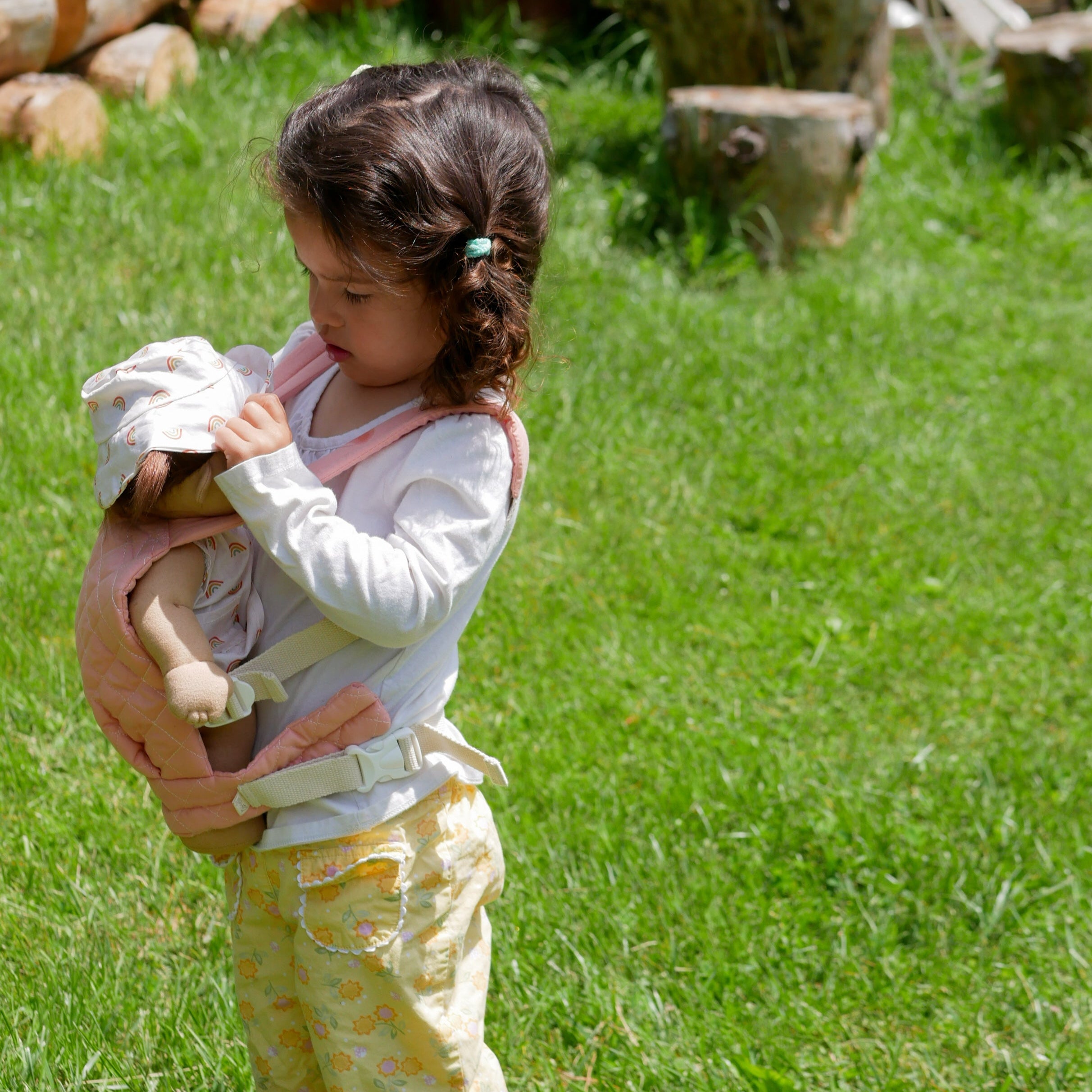 Olli Ella Dinkum Doll Quilted Carrier – Rose