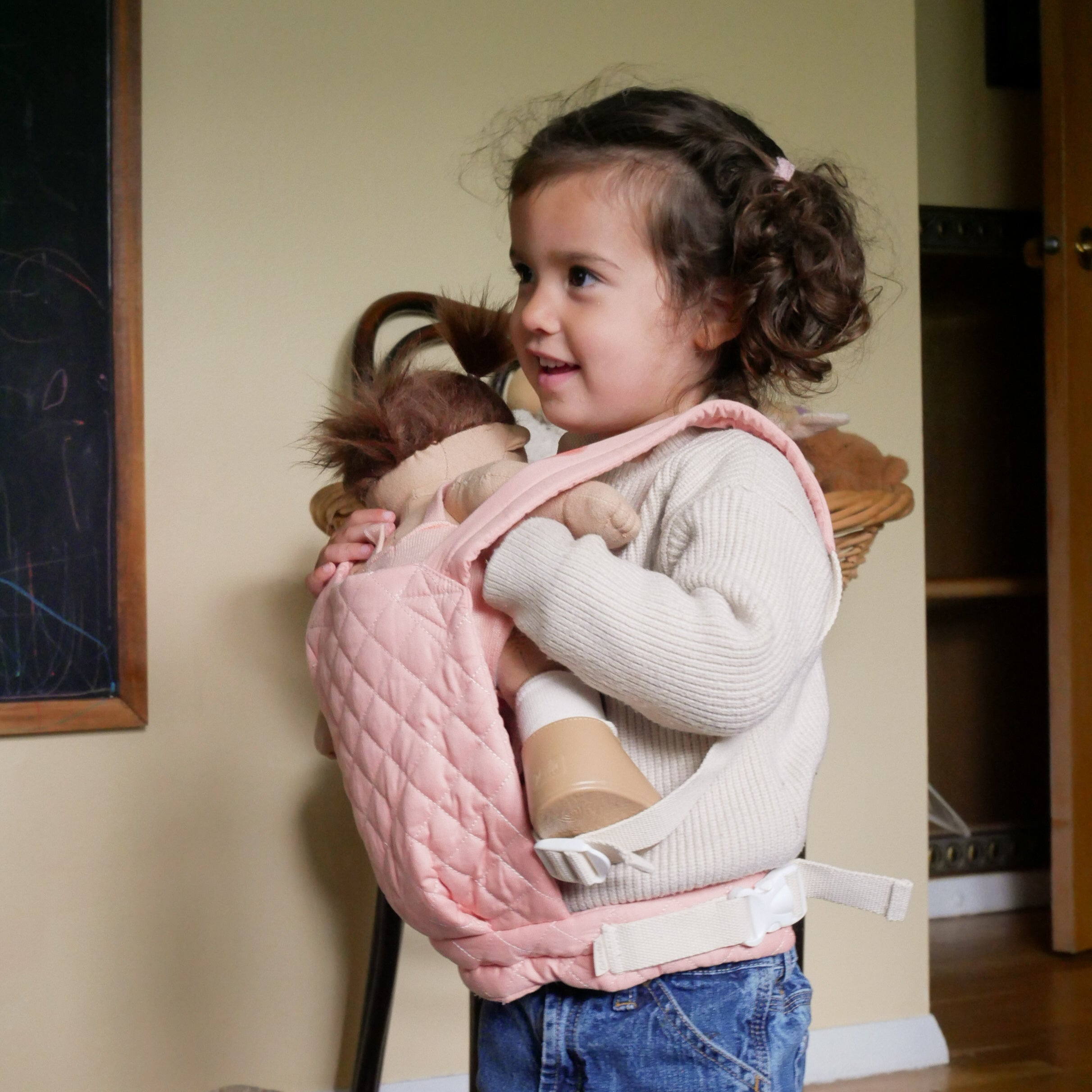 Olli Ella Dinkum Doll Quilted Carrier – Rose