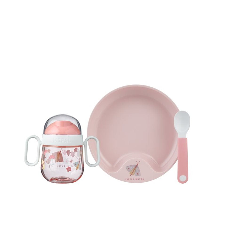 Little Dutch x Mepal Mio Baby Dinnerware – Flowers & Butterflies (3 Piece Set)