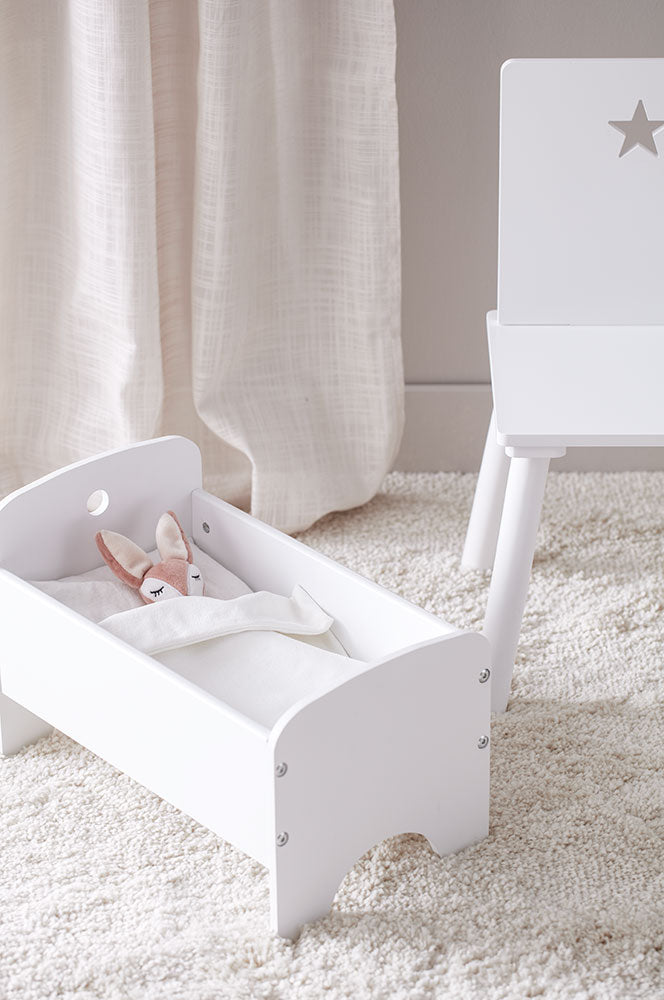 Kid’s Concept Kid’s Hub Doll Bed with Bed Set – White