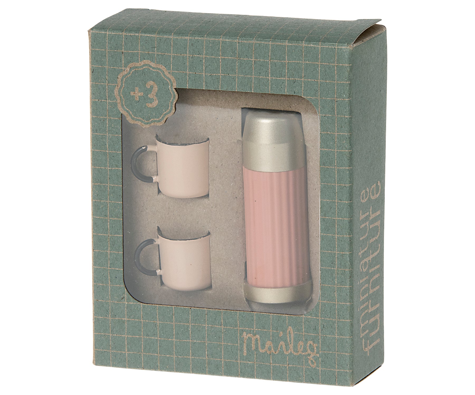 Maileg Miniature Thermos & Cups – Soft Coral