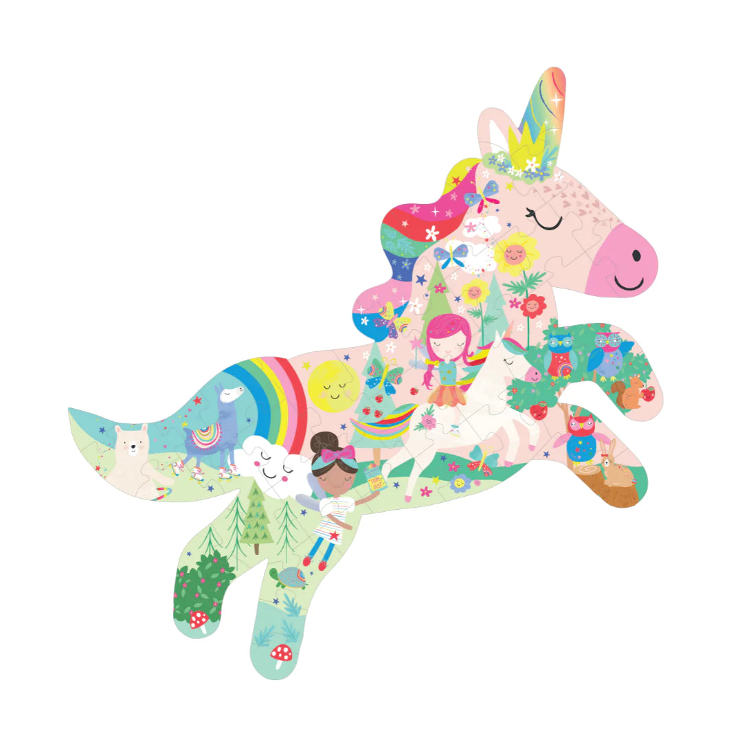Floss & Rock Rainbow Unicorn Shaped Puzzle – 40 Piece