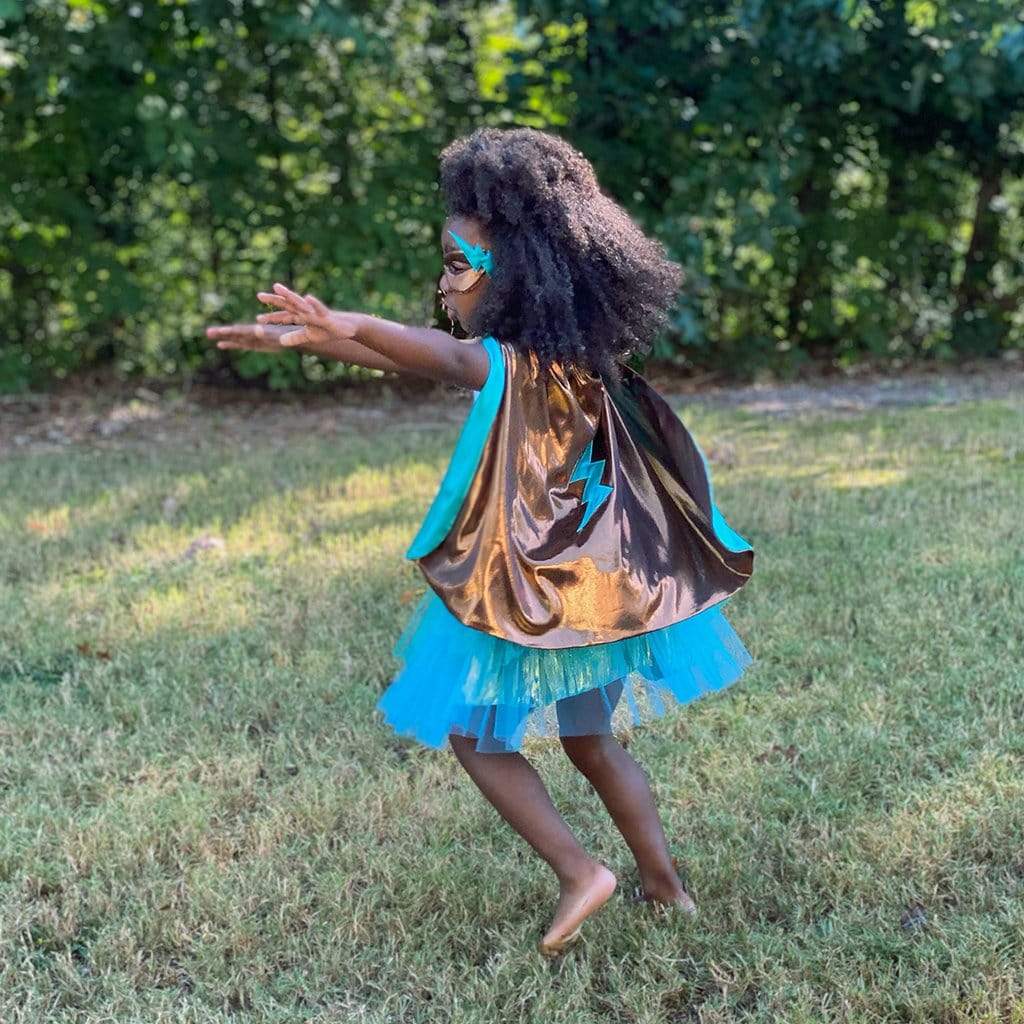 Great Pretenders Super-Duper Tutu Skirt, Cape & Mask Play Costume Set – Teal & Copper