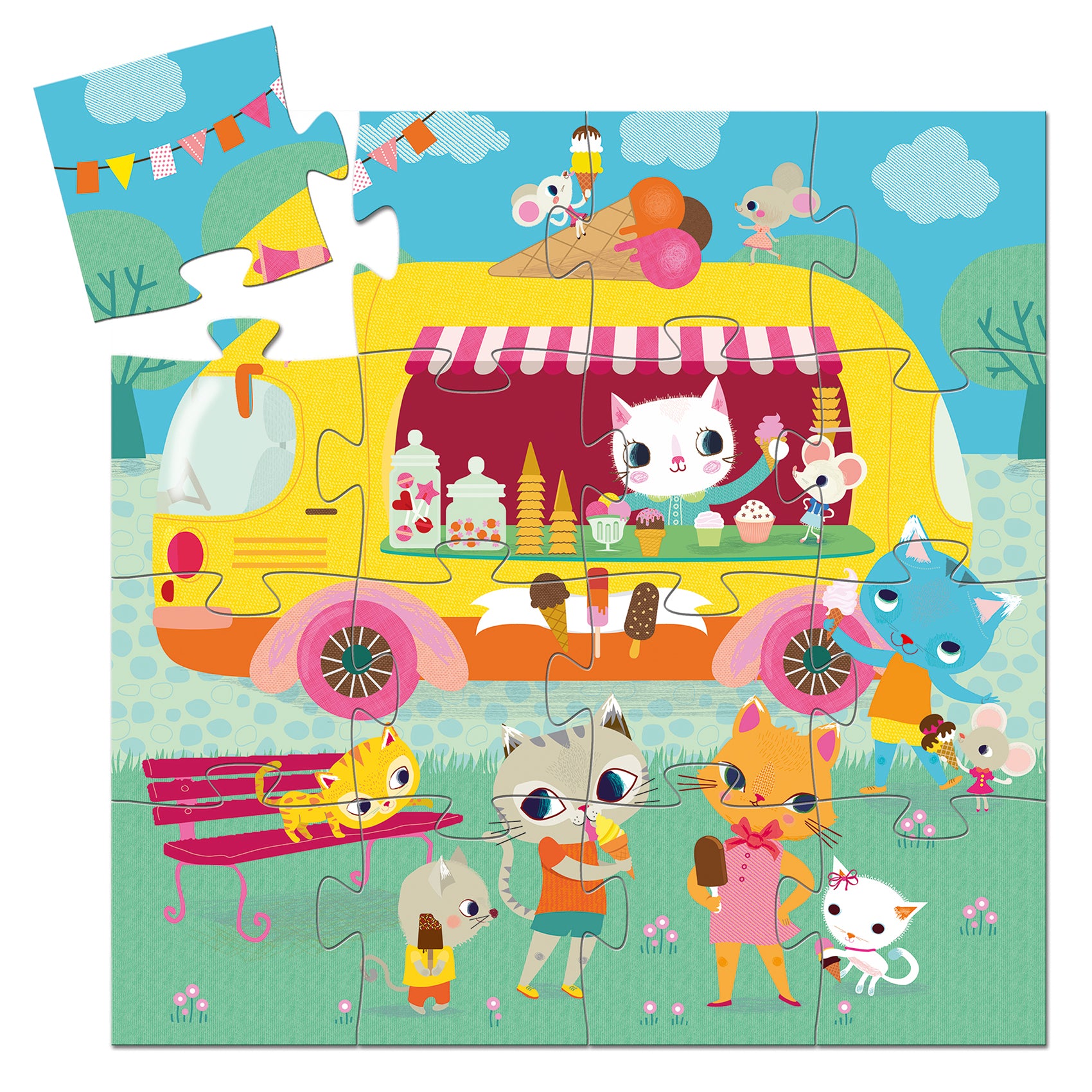 Djeco Ice Cream Truck Puzzle – 16 Piece