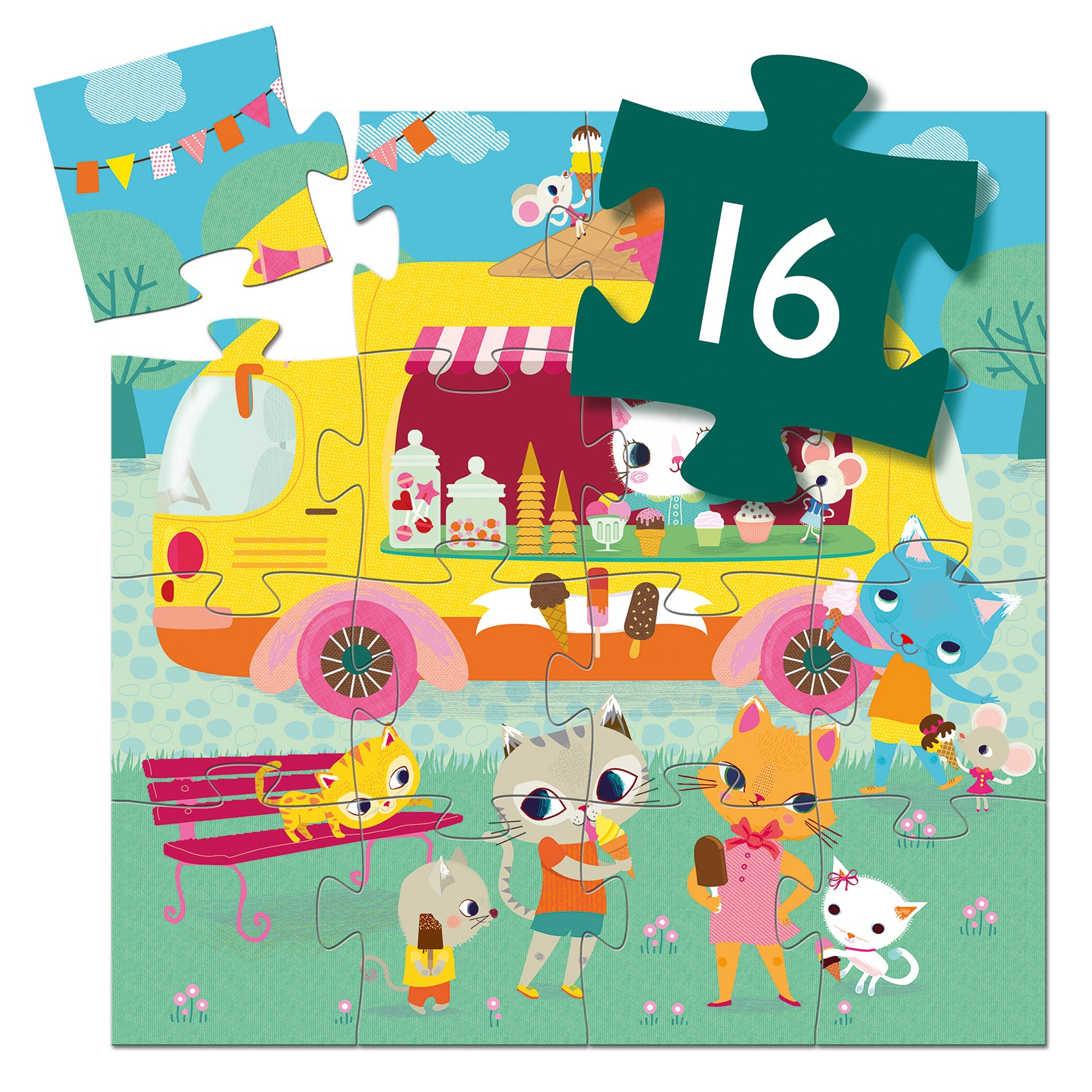 Djeco Ice Cream Truck Puzzle – 16 Piece