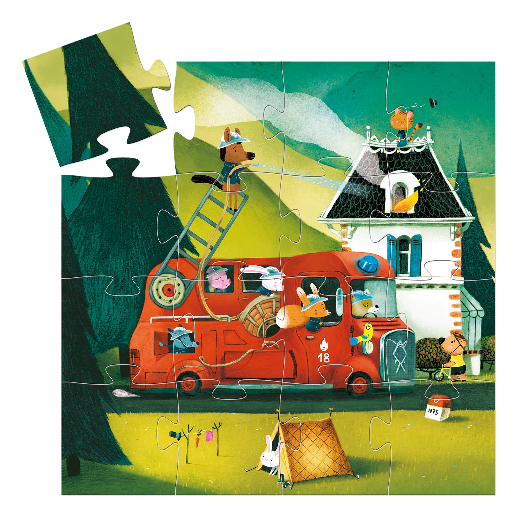 Djeco Fire Truck Puzzle – 16 Piece