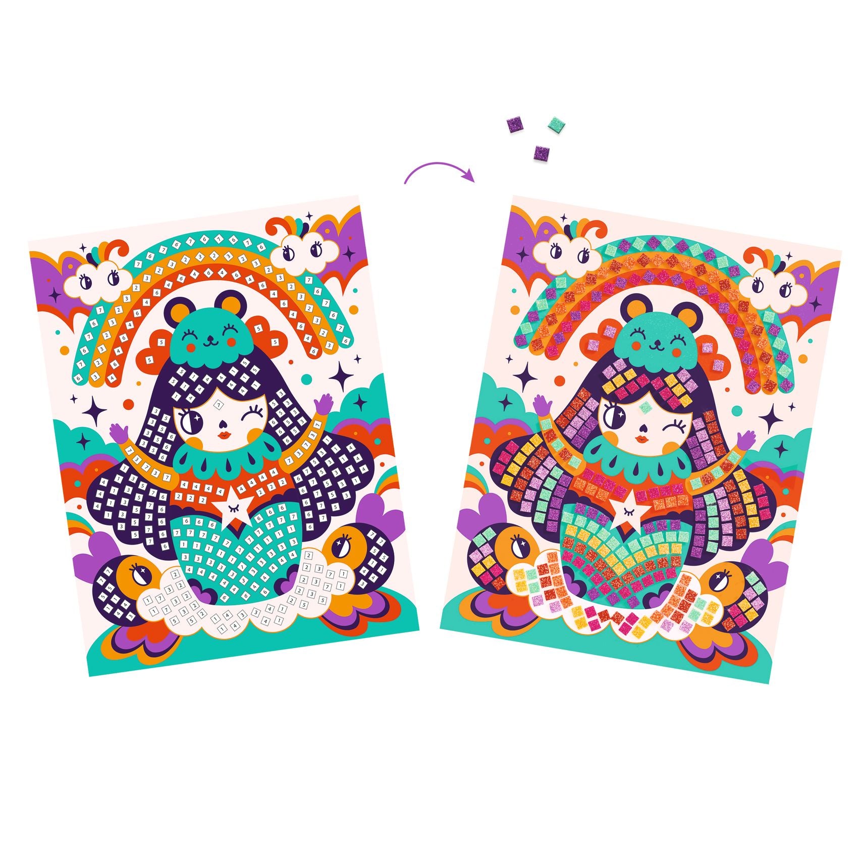 Djeco Soft Mosaics – Kokeshi Doll