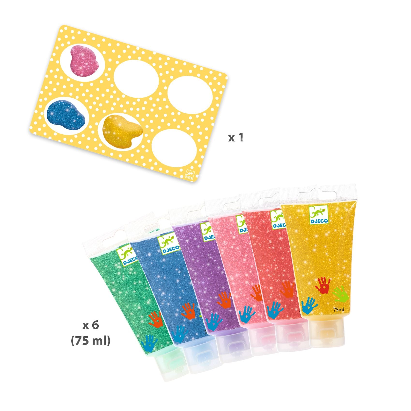Djeco Glitter Finger Paint Tubes – Set of 6