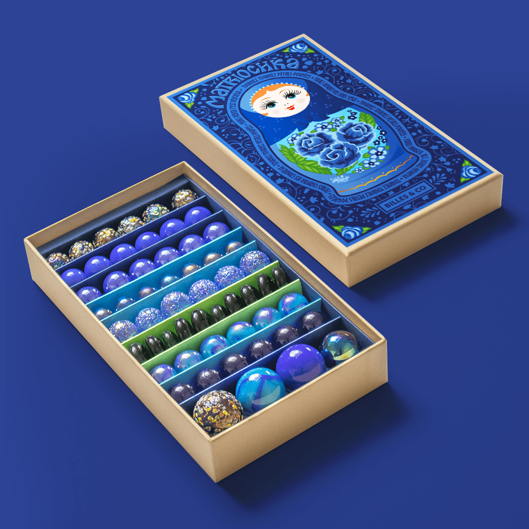 Billes & Co Yelena Babushka Russian Doll Marbles – 61 Piece Set