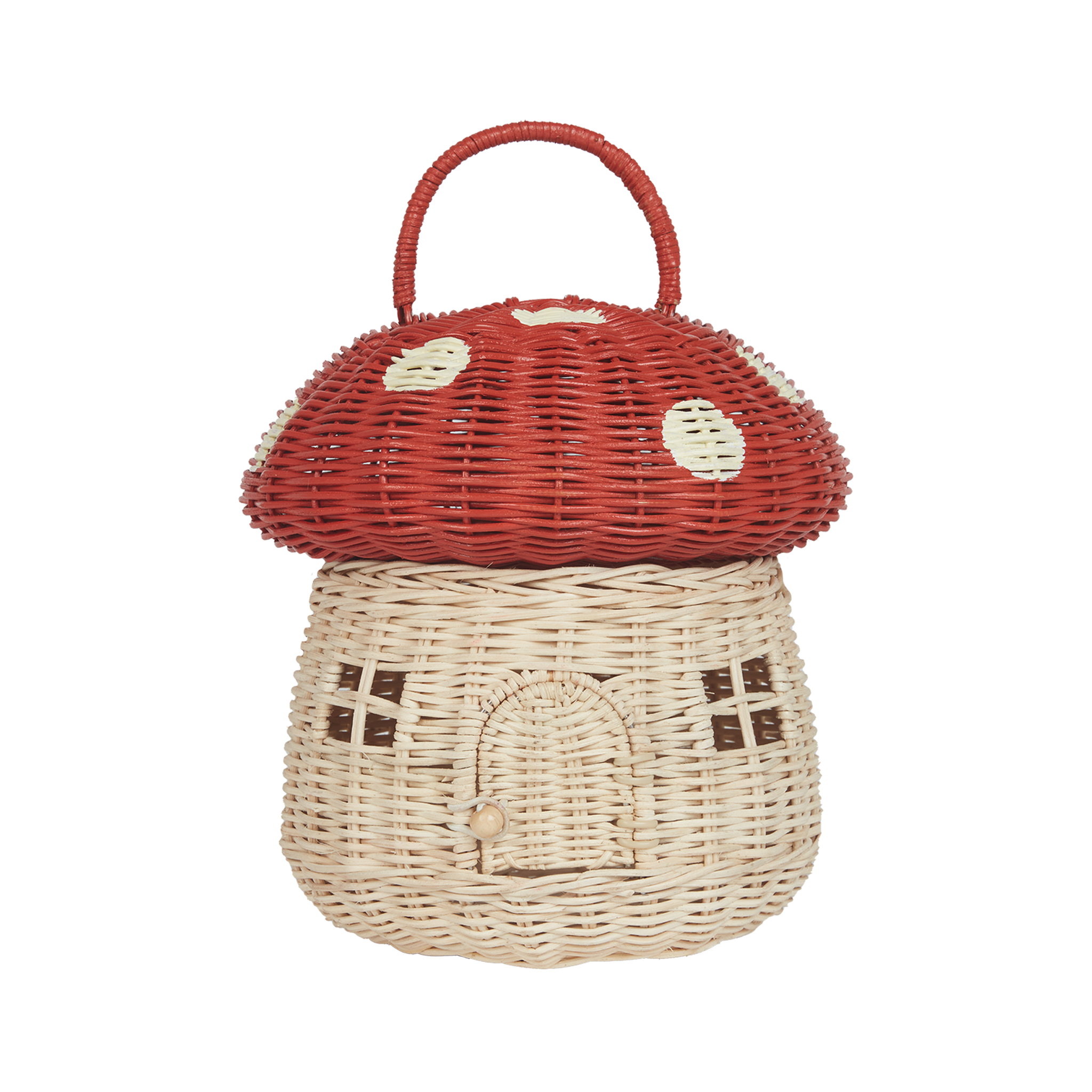 Olli Ella Rattan Mushroom Basket – Red