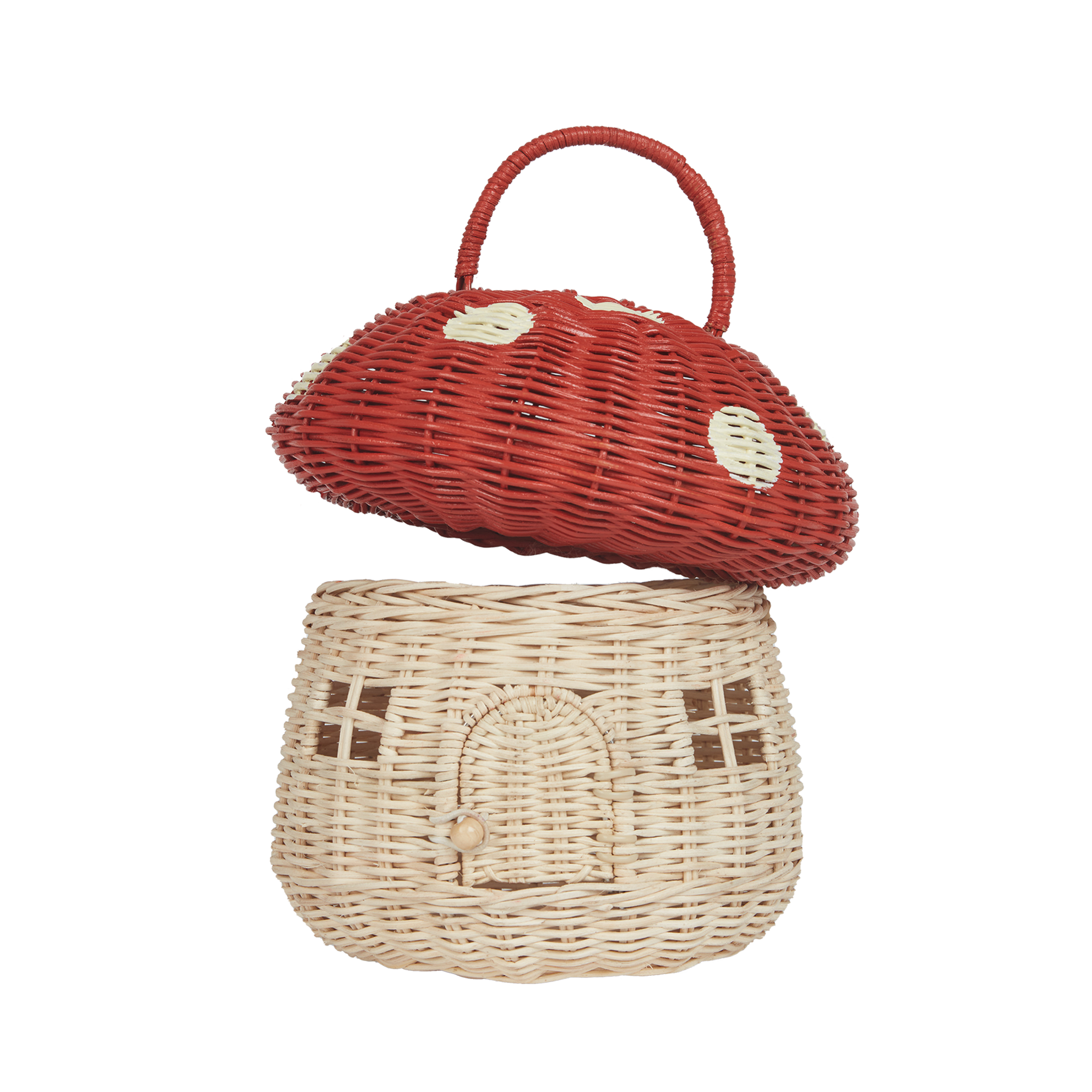 Olli Ella Rattan Mushroom Basket – Red