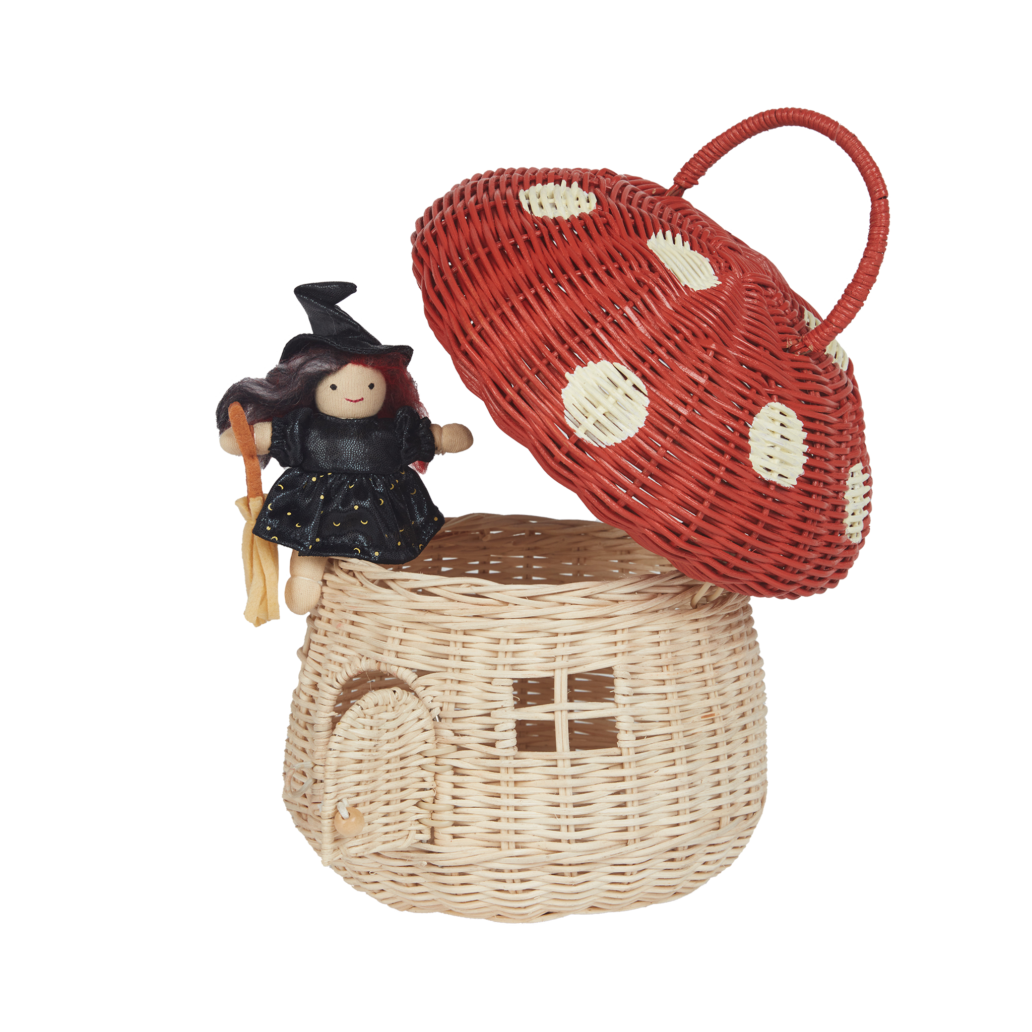 Olli Ella Rattan Mushroom Basket – Red