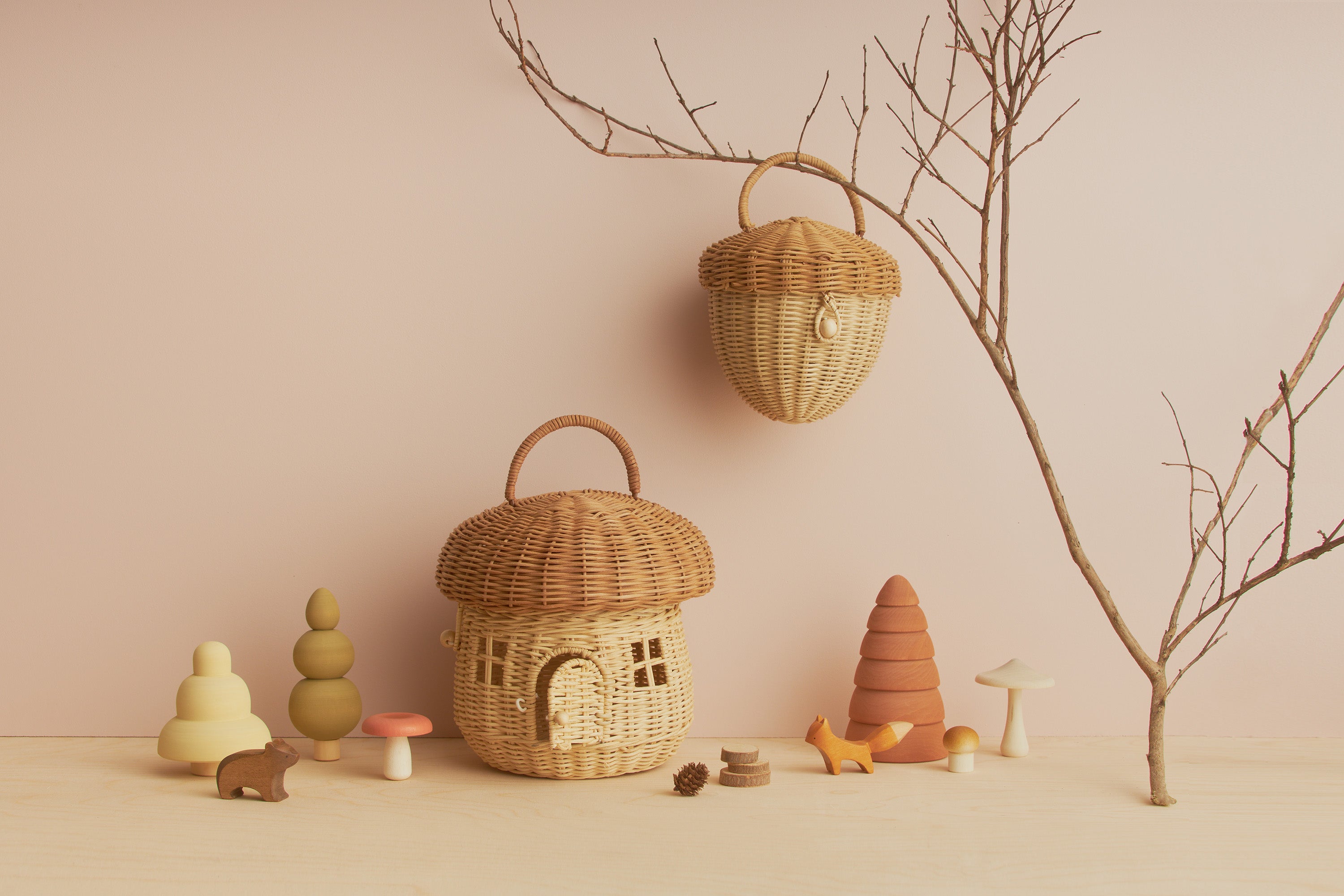 Olli Ella Rattan Mushroom Basket – Natural
