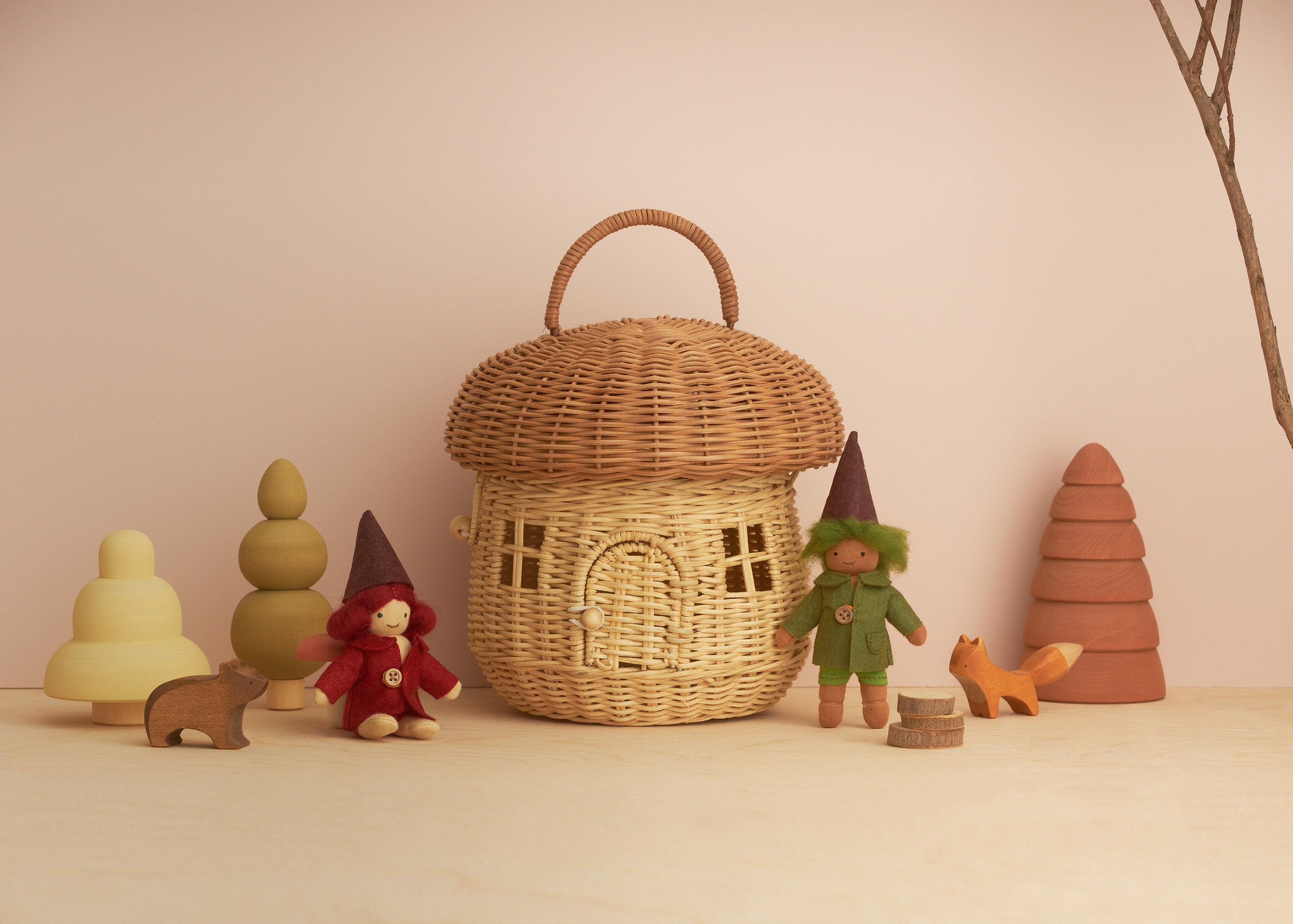 Olli Ella Rattan Mushroom Basket – Natural