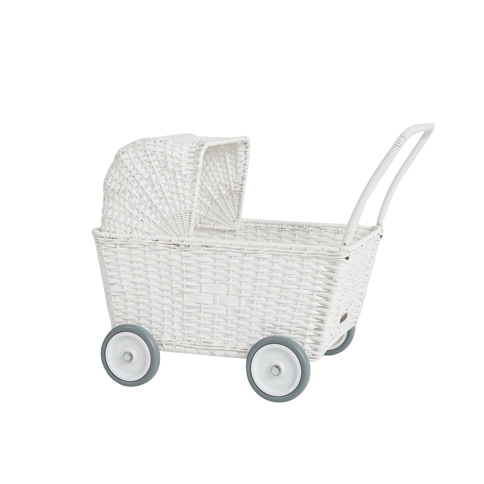 Olli Ella Strolley Rattan Stroller – White
