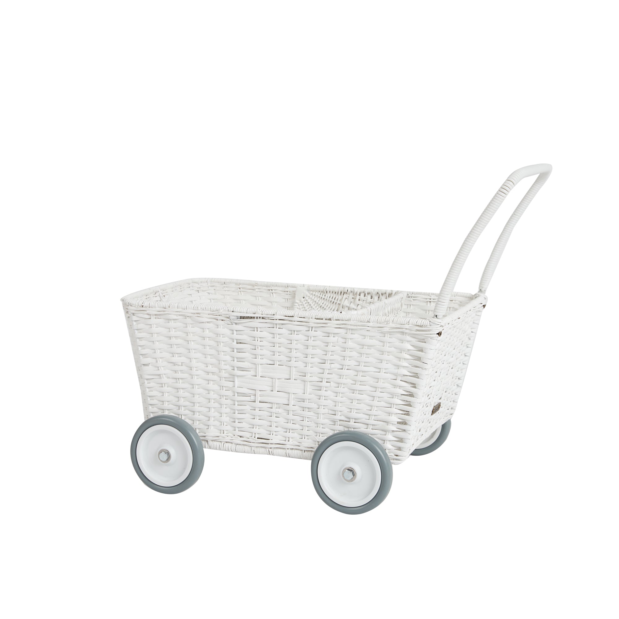 Olli Ella Strolley Rattan Stroller – White