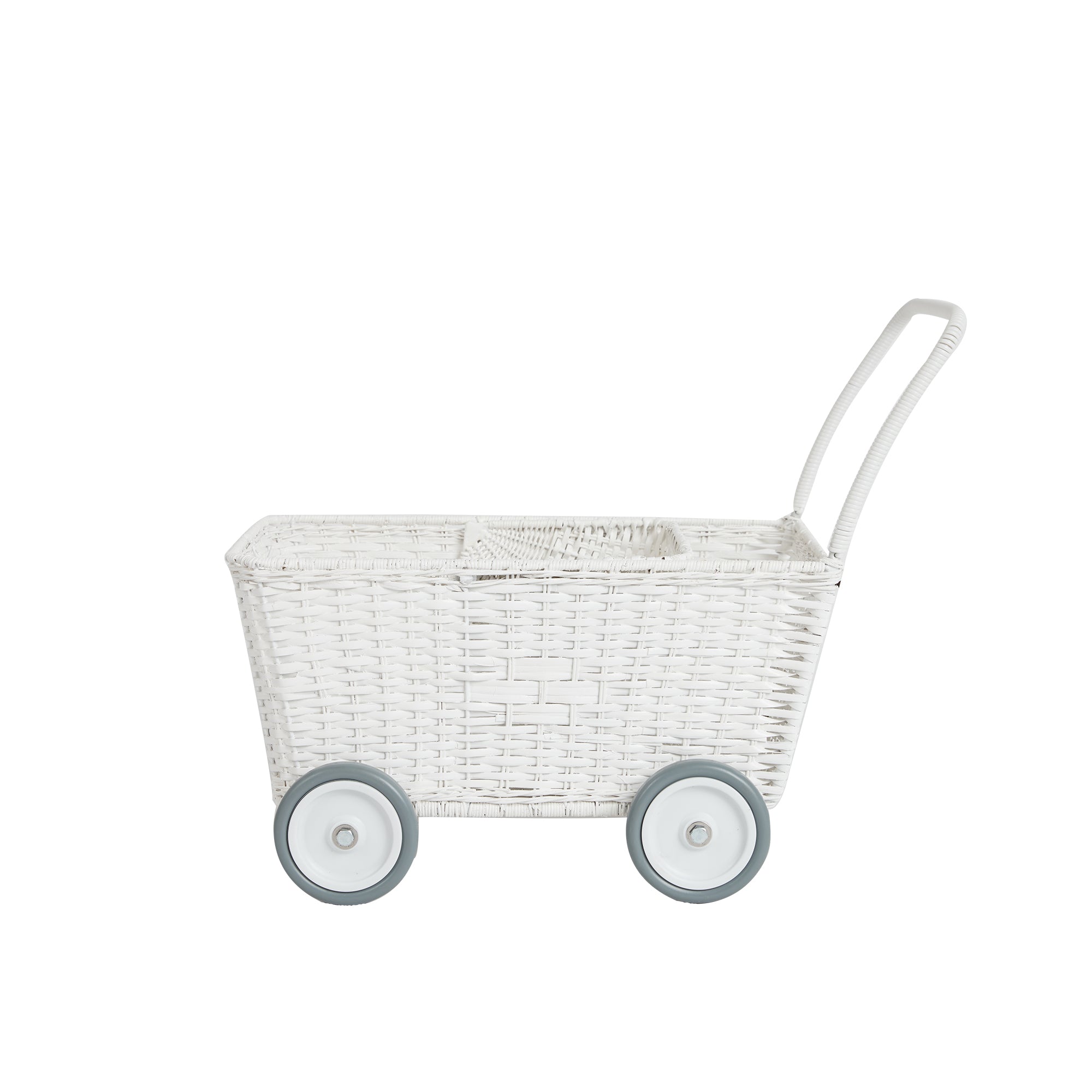 Olli Ella Strolley Rattan Stroller – White