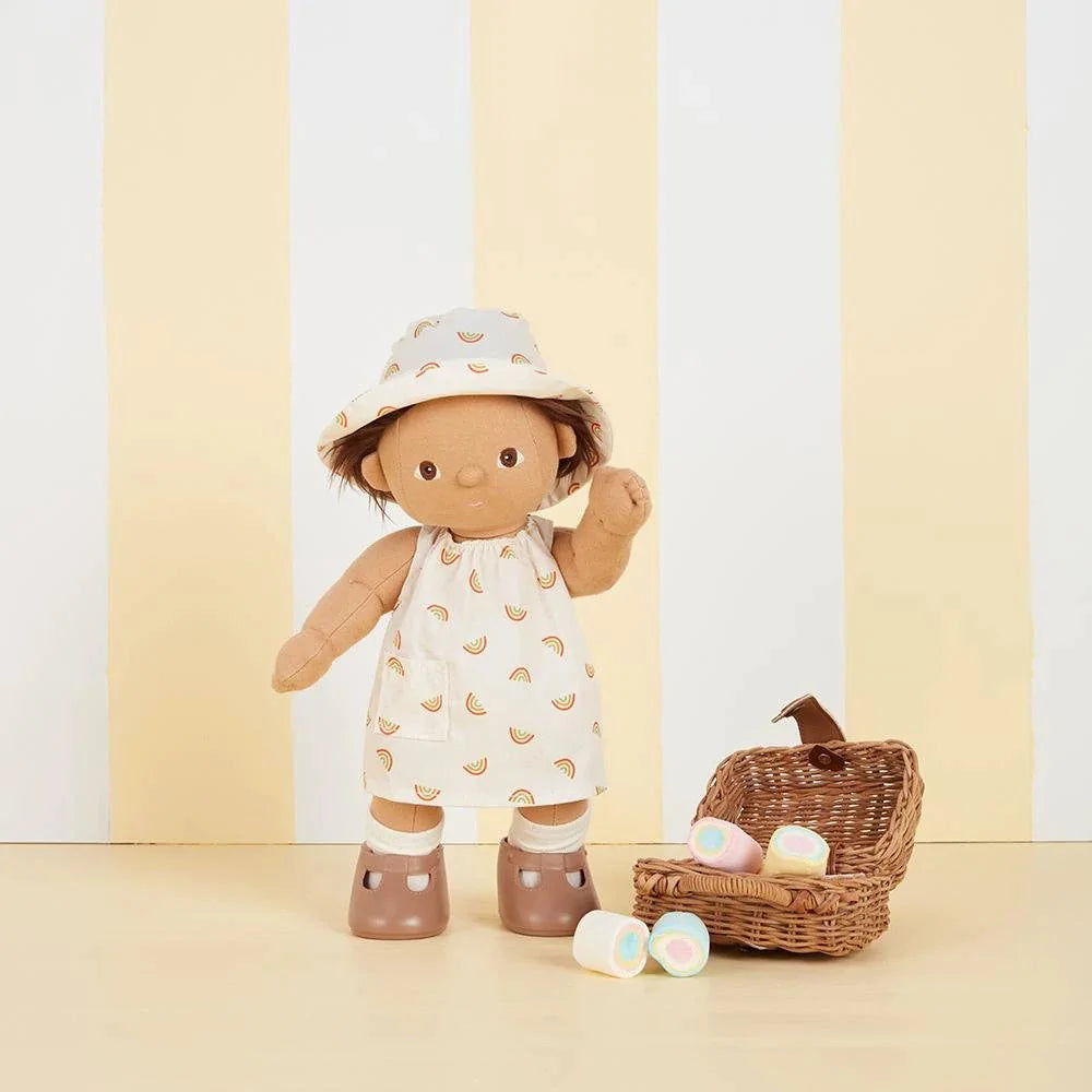 Olli Ella Dinkum Doll Cotton Una Rainbow Dress Set – Ivory