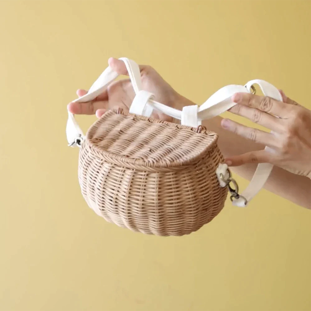 Olli Ella Rattan Mini Chari Bag – Rose
