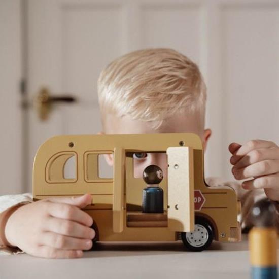 Little Dutch Wooden School Bus Playset