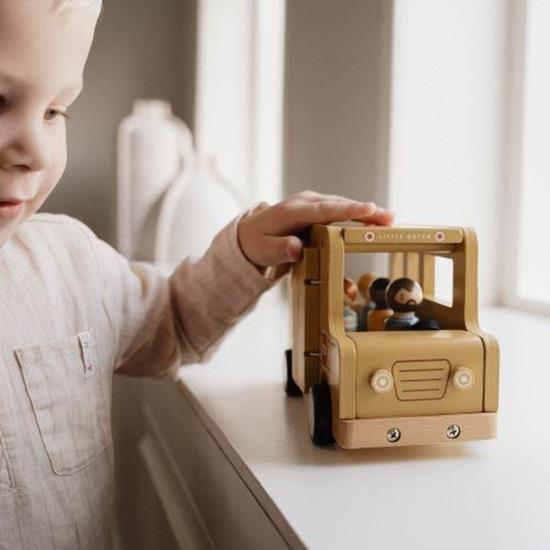 Little Dutch Wooden School Bus Playset