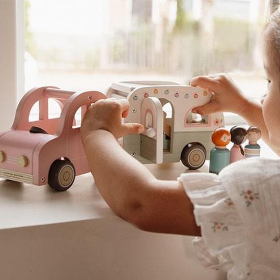 Little Dutch Wooden Car with Caravan Playset