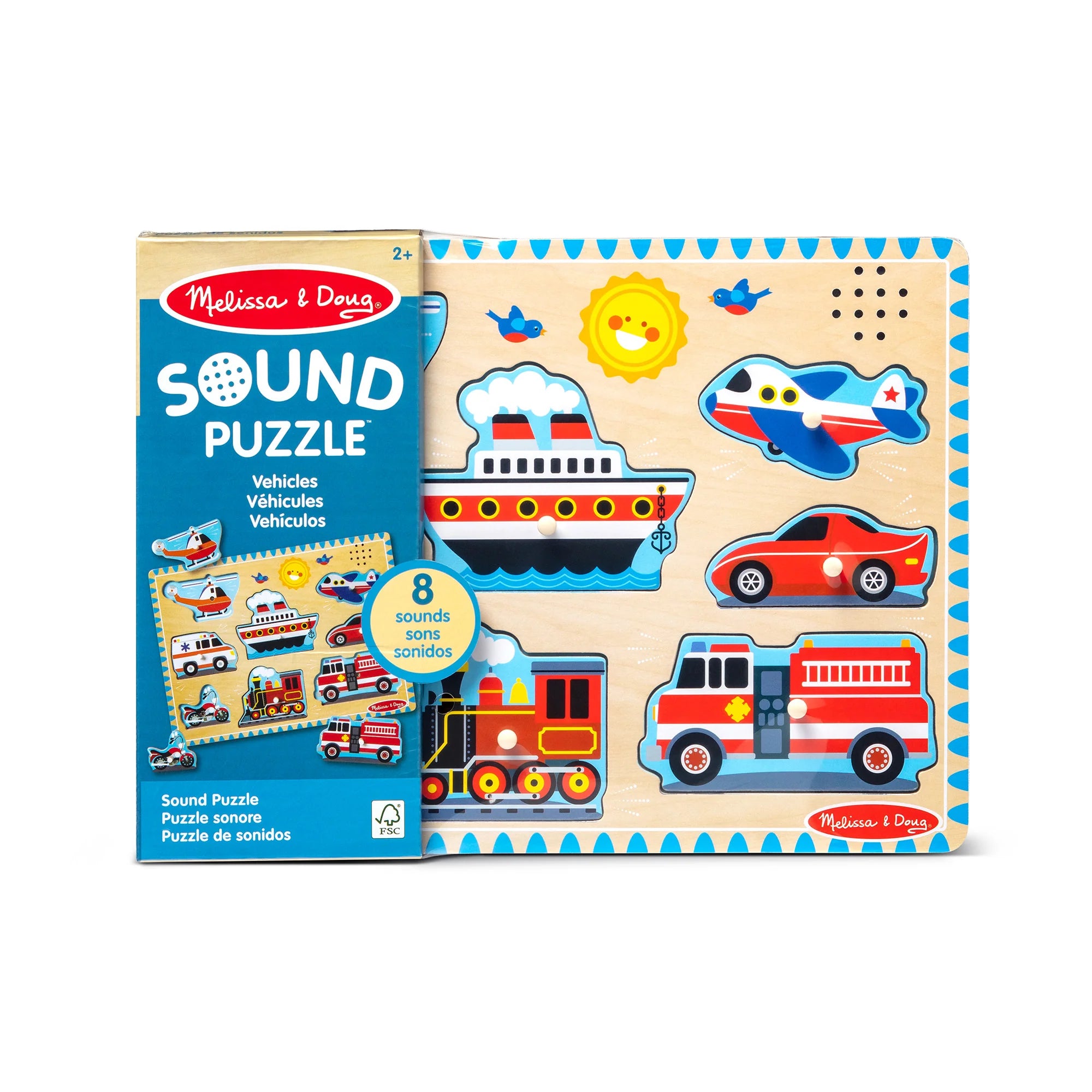 Melissa & Doug Vehicles Sound Puzzle – 8 Pieces