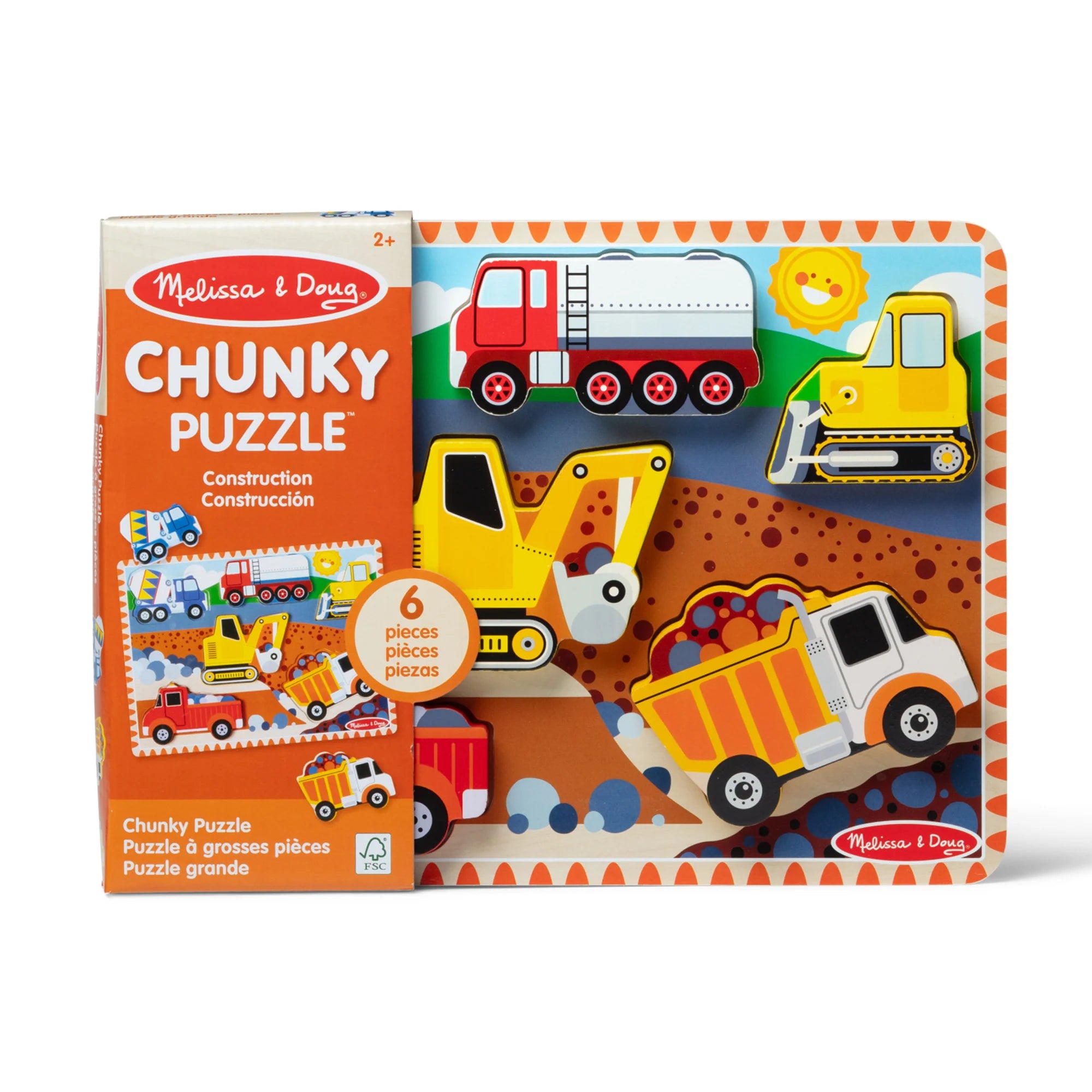Melissa & Doug Construction Chunky Puzzle – 6 Pieces