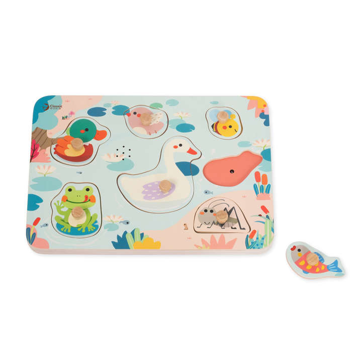 Classic World Wooden Peg Sound Puzzle – Pond