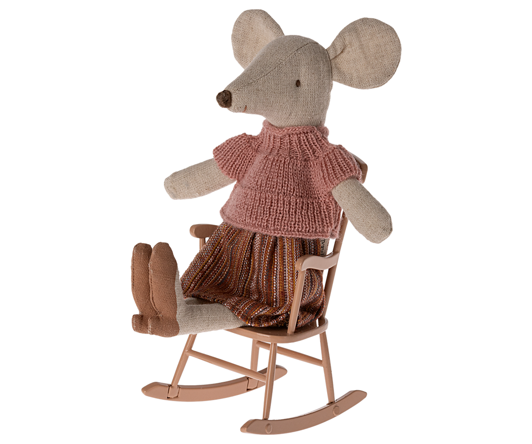 Maileg Miniature Mouse Rocking Chair – Dark Powder