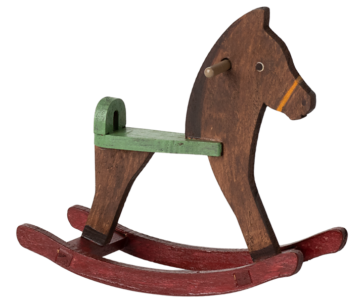 Maileg Miniature Mouse Rocking Horse – Dark Brown