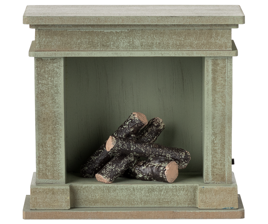 Maileg Miniature Mouse Fireplace – Dusty Green