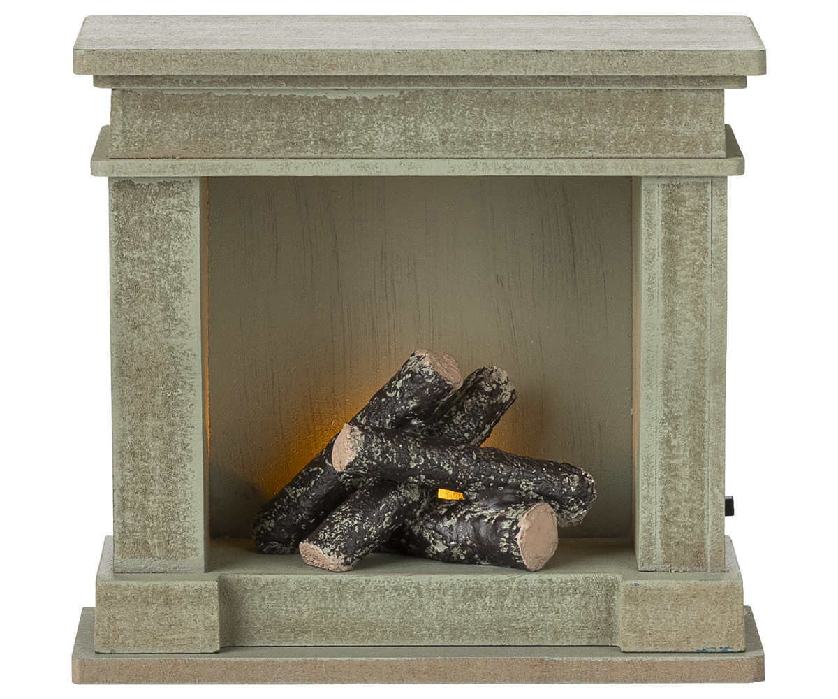Maileg Miniature Mouse Fireplace – Dusty Green