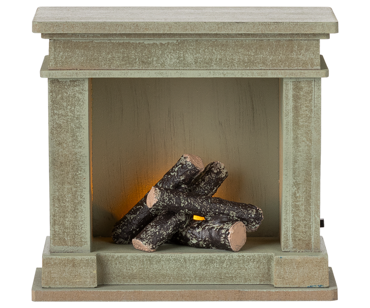 Maileg Miniature Mouse Fireplace – Dusty Green