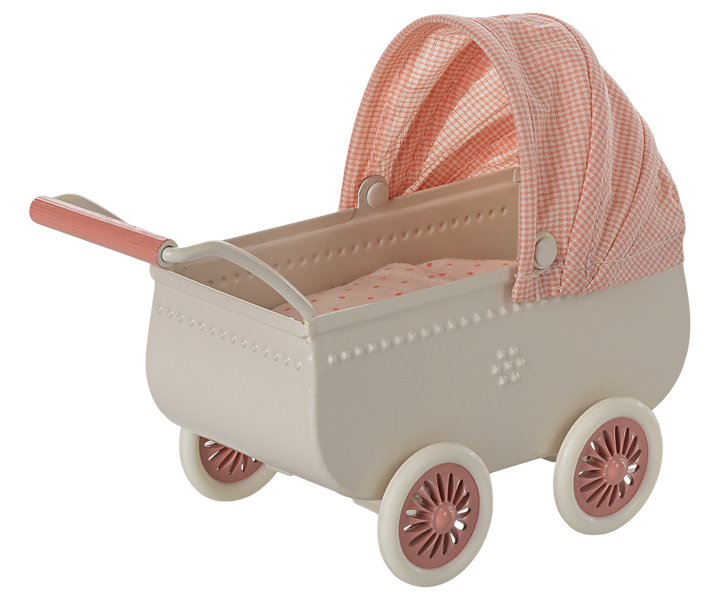Maileg Miniature Mouse Pram – Coral