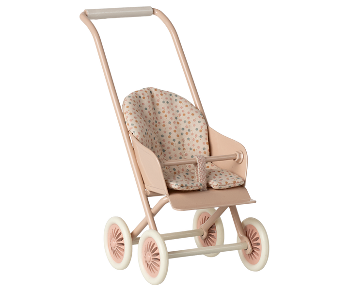 Maileg Miniature Baby Mouse Stroller – Powder