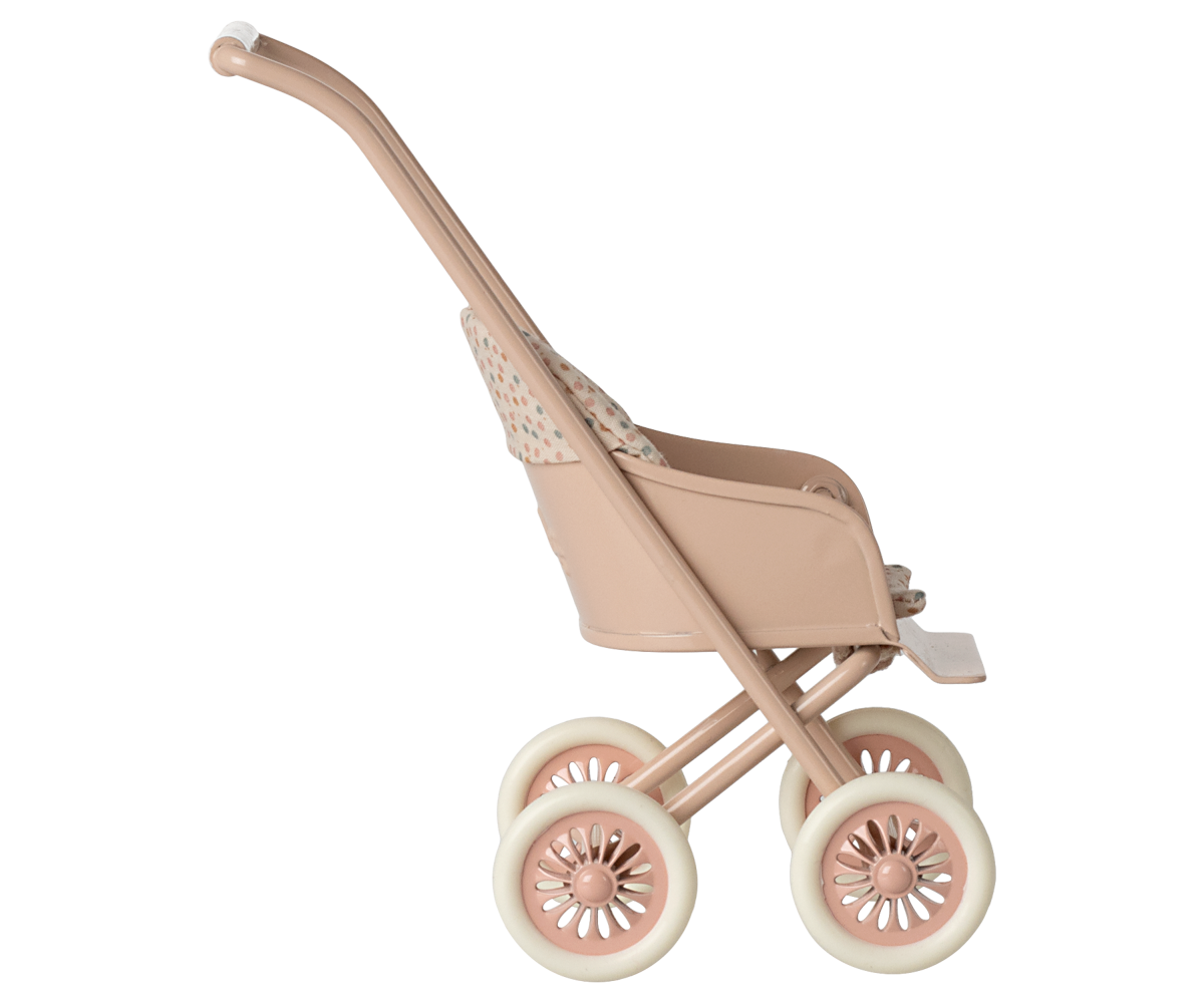 Maileg Miniature Baby Mouse Stroller – Powder