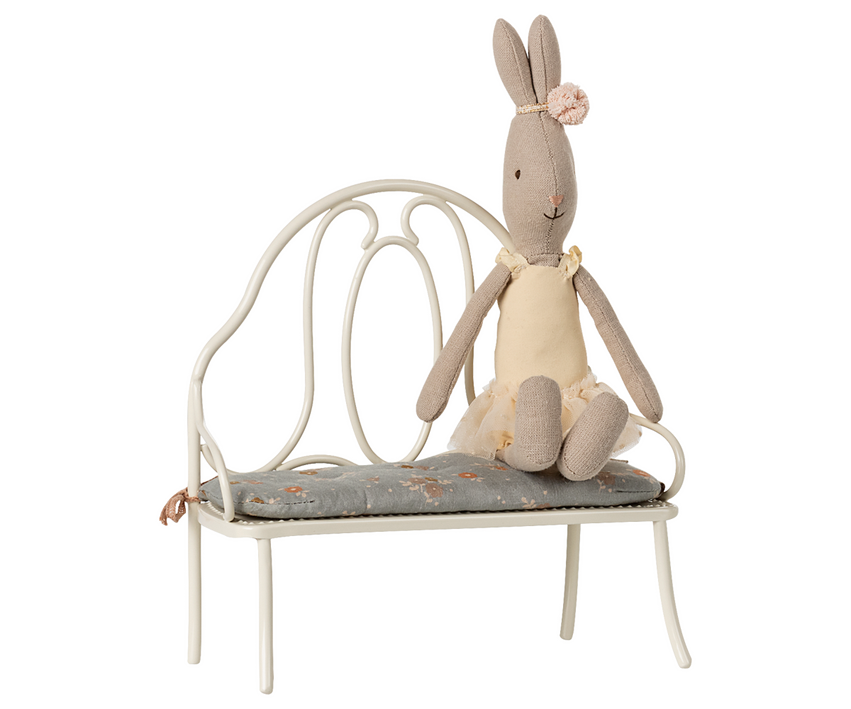 Maileg Miniature Mouse Vintage Bench – Off White
