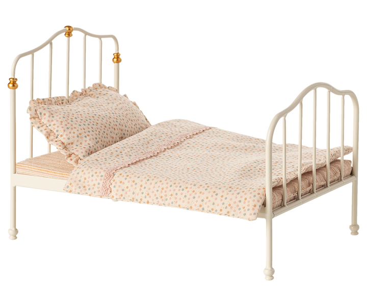 Maileg Miniature Mouse Vintage Double Bed – Off White