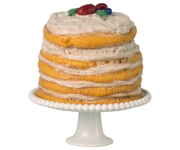 Maileg Miniature Mouse Party Cake &amp; Cake Stand – Off white
