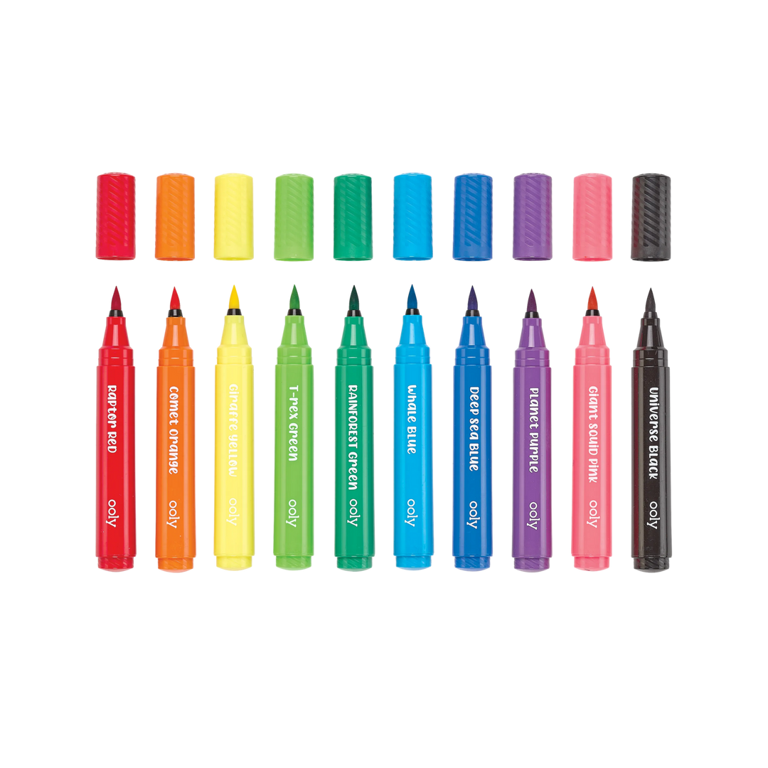 OOLY Big Bright Washable Brush Markers (Set of 10)