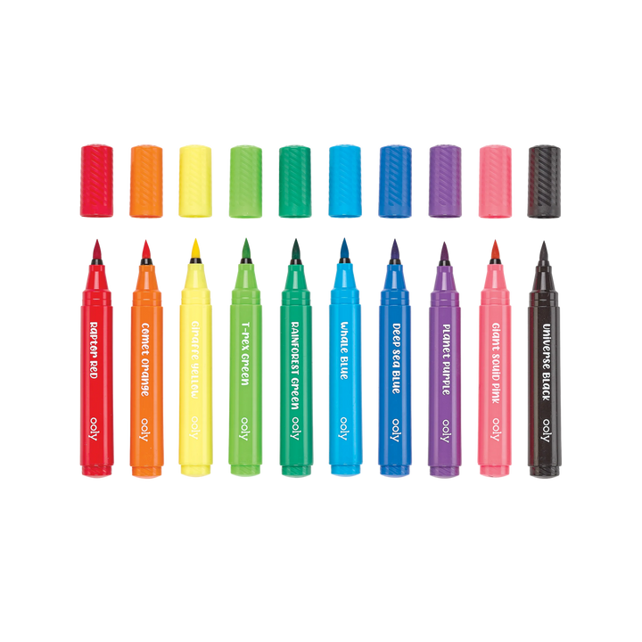 OOLY Big Bright Washable Brush Markers (Set of 10)
