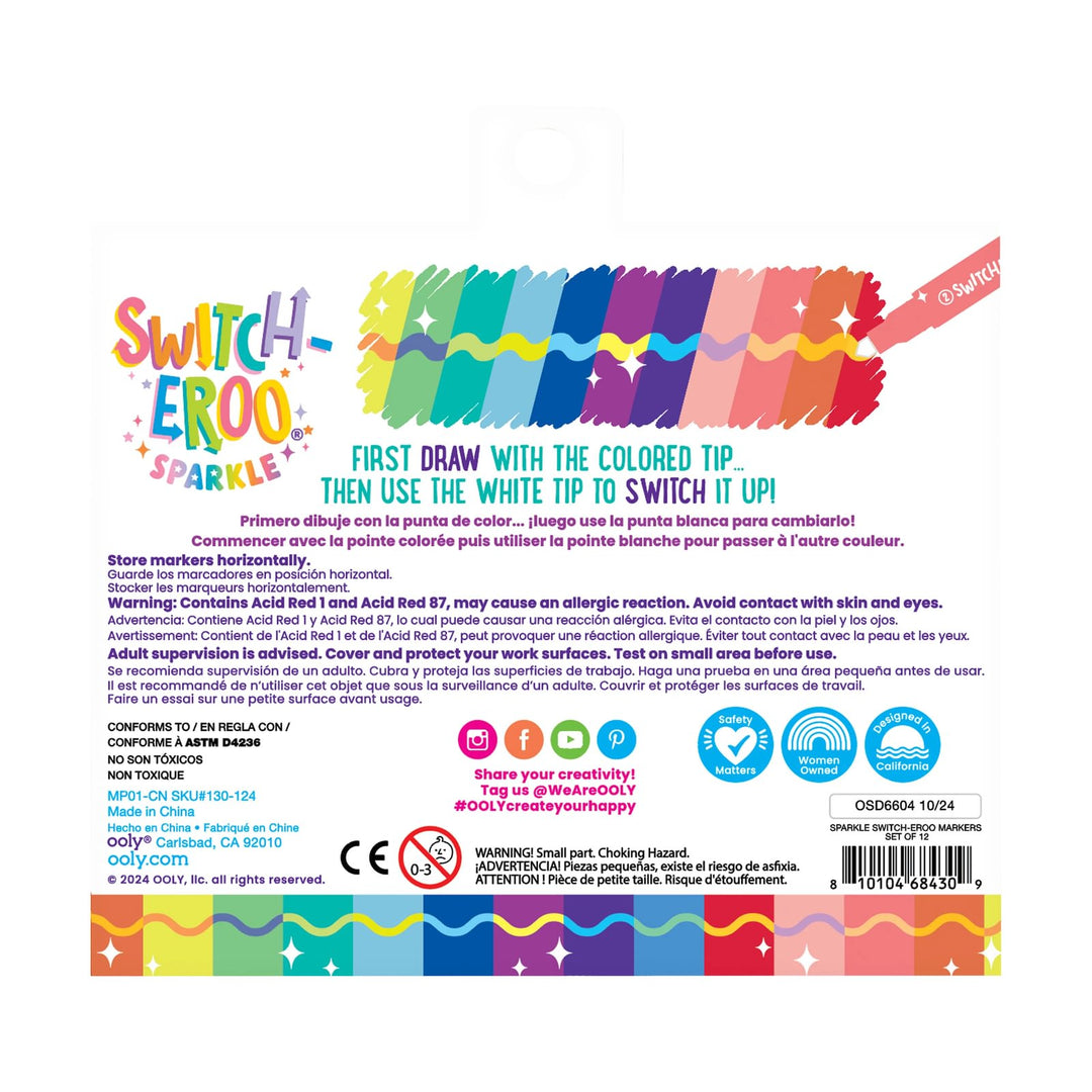 OOLY Switch-Eroo Sparkle Glittery Colour Changing Markers (Set of 12)