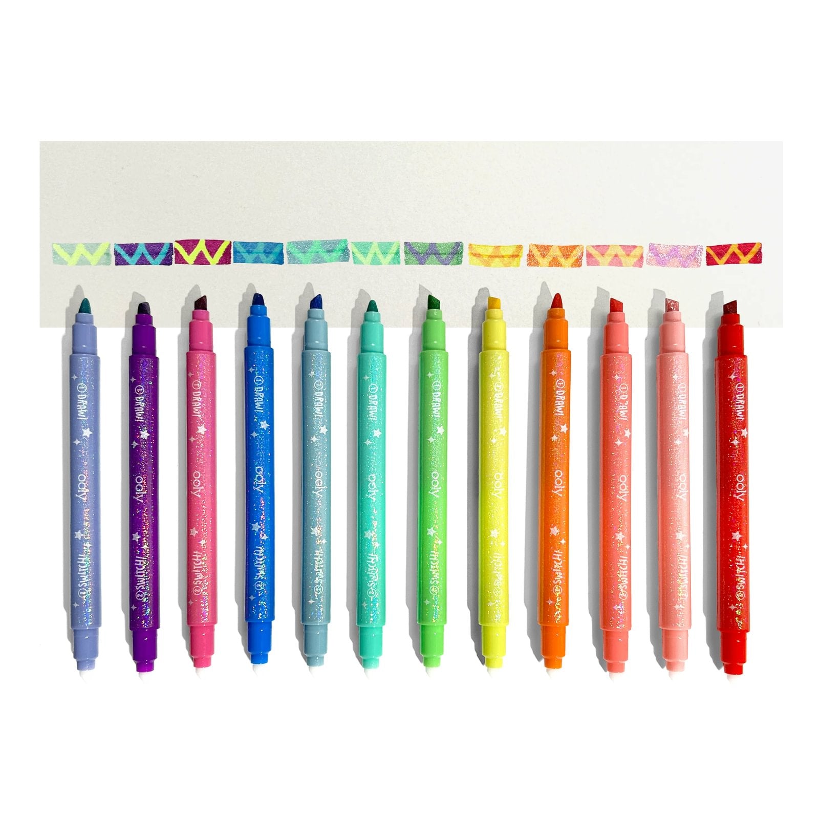 OOLY Switch-Eroo Sparkle Glittery Colour Changing Markers (Set of 12)