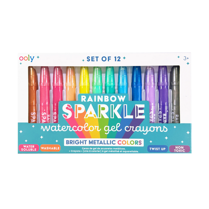 OOLY Rainbow Sparkle Metallic Watercolour Gel Washable Crayons (Set of 12)