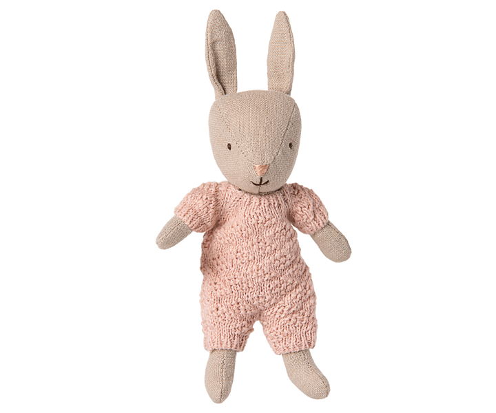 Maileg Micro Rabbit with Rose Knitted Suit
