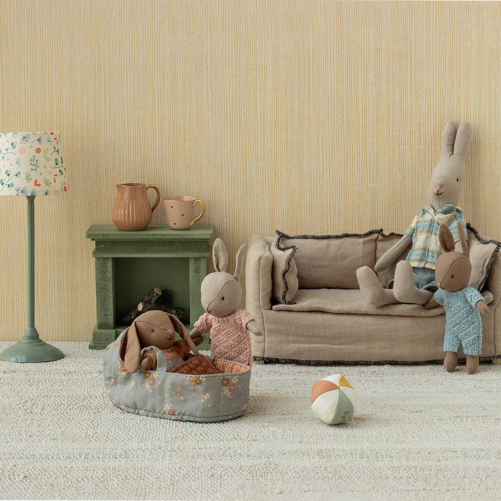 Maileg Micro Rabbit with Rose Knitted Suit