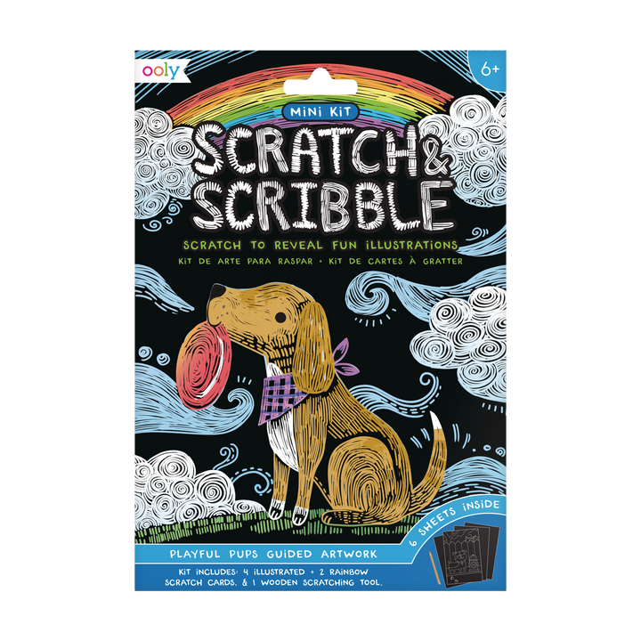 OOLY Scratch &amp; Scribble Mini Scratch Art Kit – Playful Pups