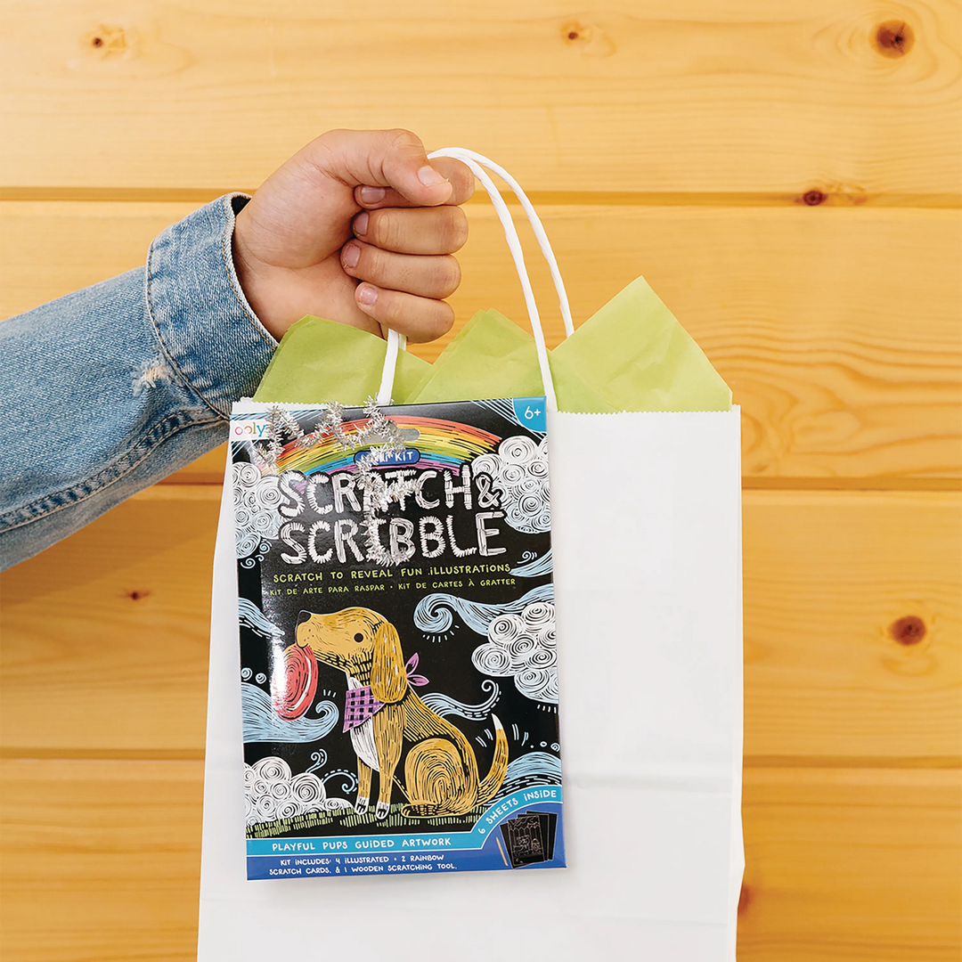 OOLY Scratch &amp; Scribble Mini Scratch Art Kit – Playful Pups